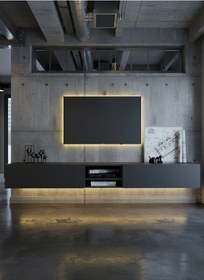 Resim Resital Ledli Duvara Monte Tv Sehpası - Antrasit - W6009-4 Antrasit 