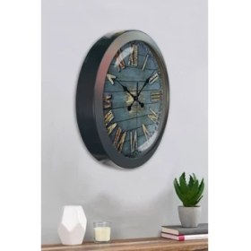 Resim Bahat Salon Ofis Duvar Saati Gri Metal Çerçeve 36 cm 