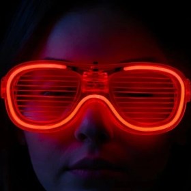 Resim MCM Group Kırmızı LED Işıklı Parti Gözlüğü - Neon Glow Şerit Gözlük 3 Modlu 