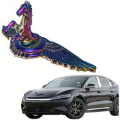 Resim Globalbloom Large Horse Head Car Emblem Golden Hood Decoration Vertical Sign 3.54 Inch Ön Arka Çamurluk Aksesuarı 