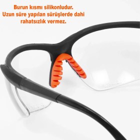 Resim Bisiklet Gözlüğü Koruyucu Gözlük Silikonlu Şeffaf 