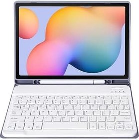 Resim Fogy Galaxy Tab S6 Lite 10.4 SM-P610/P615 ile Uyumlu Çıkarılabilir Bluetooth Klavyeli Klavye Kılıfı, Mor 
