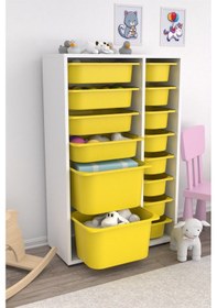 Resim Rine 14 Sepetli Çok Amaçlı Oyuncak Dolabı Sarı 2d4k8u Sarı 