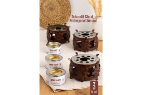 Resim 3 Lü Set Dekoratif Metal Osmanlı Ocağı ve Reşo Yakıtı – Isıtmalı Sunum Için Güvenli ve Şık Çözüm 722174 