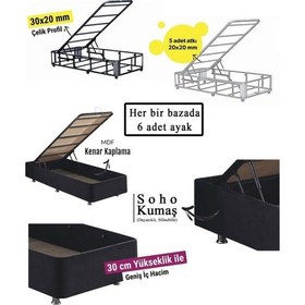 Resim Nironyatak Niron Ela Baza Ve Başlık Seti 140X190 Cm Çift Kişilik Siyah Kumaş 