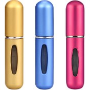 Resim 3 Adet Taşınabilir Alüminyum Parfüm Atomizerleri - Sızdırmaz, BPA İçermeyen Metal Sprey Şişeleri Seyahat İçin, Kolay Pompa Tasarımı, Parfüm, Yağ, Kolonya & Sıvılar İçin İdeal 