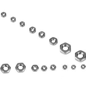 Resim Tenfowee 304 Paslanmaz Çelik Altıgen Somun, 140 Adet Çeşitli Boyutlu Kombinasyon, Ev Ve Endüstriyel Projeler İçin Dayanıklı Ve Korozyona Dayanıklı 