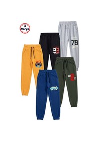 Resim Fyk Kids 5'li Baskı Detaylı Beli Lastikli Erkek Çocuk Jogger Eşofman Altı Gri-siyah-sarı-haki-indigo 