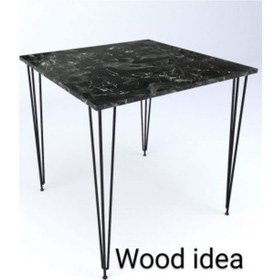 Resim Webdepo Wood Idea Siyah Mermer Desen 70X70 Kare Yemek Masası Balkon Masas 