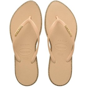 Resim Havaianas Bej - Altın Kadın Plaj Terliği Slım Poınt Glıtter-14177 