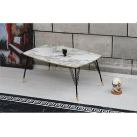 Resim Yıldız Beyaz Mermer Tek Ahşap Metal Ayak Shp 113 