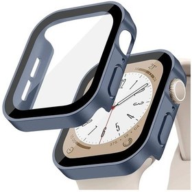 Resim Temperli Cam + Kapak iOs Uyumlu Watch 9 8 7 45mm 41mm Pc Tampon Ekran Koruyucu Kılıf Matte 4 Blue 45mm Series7 8 9 