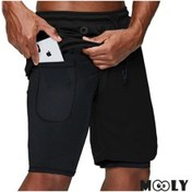 Resim Mooly Unisex Koşu Ve Antrenman Sporcu Şortu 2 In 1 Siyah 