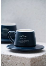 Resim Acar Blush Lacivert 4 Parça 2 Kişilik Porselen Kahve Fincan Takımı - 90 Ml Lacivert 