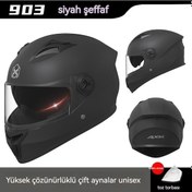 Resim Weichuang01 Araç Erkek Dört Mevsim Tam Yüz Kask Sıcak Çift Ayna Emniyet Kaskı Siyah 