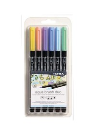 Resim Supertrend Aqua Brush Duo Çift Taraflı Fırça Uçlu Çizim Kalemi Seti 6 Renk Pastel Tones Görsel Rengi 