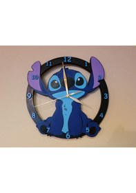 Resim Sevimli Stitch Karakterli Çocuk Odası Duvar Saati - Renkli Dekoratif Saat Çok Renkli 