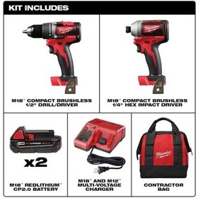 Resim Milwaukee 2892-22CT M18 Fırçasız 2'li Akülü Matkap - Vidalama Set 