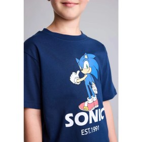 Resim DeFacto Sonic The Hedgehog Lisanslı New Regular Fit Bisiklet Yaka Kısa Kollu Lacivert Tişört Erkek Çocuk H8435A826HS 