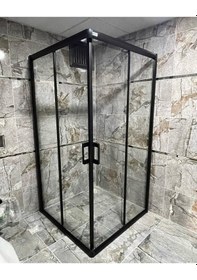 Resim Nokta Duşakabin Teknesiz Kare Cam Duşakabin Siyah Profilli Sp101 Şeffaf 