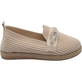 Resim Celira Bej Triko Taşlı Kadın Günlük Babet Ayakkabı Bej 