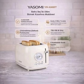 Resim Yasomi YK-688T Retro İki Dilim Ekmek Kızartma Makinesi 