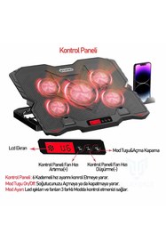 Resim Delixa Blueforce Sx-25 Faster 9-15,6" 5 Fanlı Notebook Soğutucu Stand Telefon Standlı Siyah 