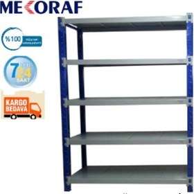 Resim Mekoraf Depo Raf 5 Katlı 2.5 Metre Boy 60 Cm Derinlik 165 Cm En Mavi 