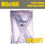 Resim M5x100 Yıldız Silindir Başlı (YSB) Vida/Civata 10lu Paket Aynı Gün Ücretsiz Kargo - Faturalı