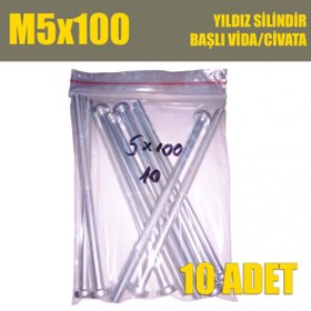 Resim M5x100 Yıldız Silindir Başlı (YSB) Vida/Civata 10lu Paket 