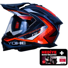 Resim Yohe FG601 Kask Full Face Motosiklet Neon Turuncu Parlak Çift Vizör UV Bluetooth Yuvalı ECE 22.06 MIPS 