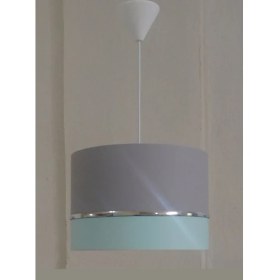 Resim Onay Avize Gri Yeşil M-719 Kumaş Kaplama 2.li Set Yatak Odası Genç ve Çocuk Odası Avize ve Abajur Seti 