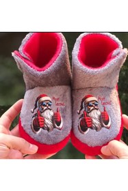 Resim Pandalina Çocuk Panduf Yeni Yıl Figürlü Cırt Cırtlı Unisex Noel Panduf 