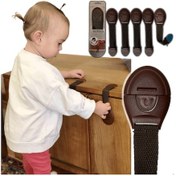 Resim Çocuk Bebek Çekmece Dolap Güvenlik Kilidi Çok Amaçlı Kilit Kahverengi 5 Adet Çok Renkli 