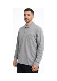 Resim Classics Men Simenti Regular Fit Polo Yaka Uzun Kol Sweatshirt - 7567 Gri 