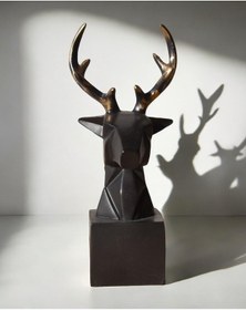 Resim Kubik Geyik Kafası Dekoratif Obje Biblo C 0107 - Siyah 