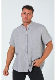 Resim Erkek Kısa Kol Gömlek Gri 