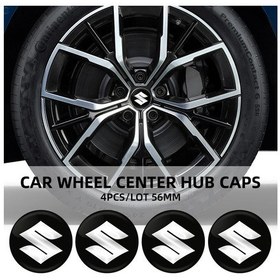 Resim Siyah-4 Adet 56mm Araba Tekerlek Merkezi Poyra Kapağı Rozeti Amblem Çıkartması Tekerlek Etiket Suzuki Jımny Grand Vitar 