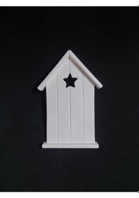 Resim Yıldızlı Tahta Ev 12x8cm 