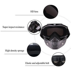 Resim Jokmae Çıkarılabilir Motosiklet Gözlük Maskesi Rüzgar Koruma Sarı 