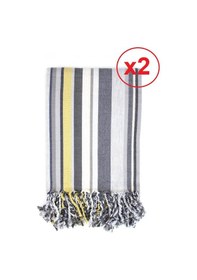 Resim 2 Adet Pamuk-keten Peştemal 100x180 -gold Gri 