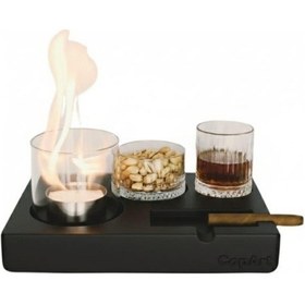 Resim Elza Siyah Biyoetanol Masaüstü Şömine - 1 Lt Copart Yakıt Hediye 