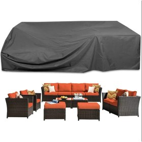 Resim Autozel Siyah Bahçe Mobilyası Koltuk Masa Sandalye Koruyucu Örtü Branda 300X160X80 