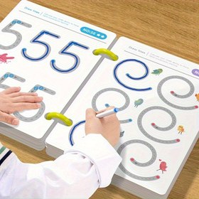 Resim 32 Sayfa Yeniden Kullanılabilir Sihirli Uygulama Defteri Seti | Tüm Beyin Gelişimi Eğitimi, Kalem Kontrol Eğitimi ve Çizim Eğitimi Çalışma Kitabı | Yazma Becerilerini Öğrenme, Kağıt Malzemesi, Eğitici Çalışma Kitabı | Renkli Sayfalar | Dayanıklı Bağlama 