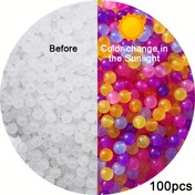 Resim 100 adet 8mm Reaktif Renk Değiştiren Akrilik Boncuklar - DIY Takı ve El Sanatları için Çok Renkli Yuvarlak Gevşek Boncuklar, Güneş Işığında Hissiyatlı Boncuk Malzemeleri, Tatil Stili, El Sanatları Malzemeleri | Oynak Görünüm, Takı Yapımı İçin Boncuklar 