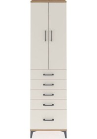 Resim Arges Dolap 2 Raflı 5 Çekmeceli Tek Askılı 60x30x221 Çam-aytaşı Çam 