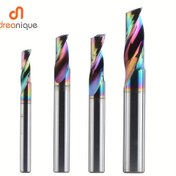 Resim Dreanique 1 Adet Yüksek Kaliteli CNC Tek Flüt Katı Tungsten Karbür Alaşım Spiral Uçlu Freze 4mm 6mm 6.35mm 8mm Shank Alüminyum Freze Kesici, Alüminyum, Brassss, Akrilik Makine Freze Aracı Için DLC Kaplama Freze Kesici Bit 