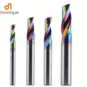 Resim Dreanique 1 Adet Yüksek Kaliteli CNC Tek Flüt Katı Tungsten Karbür Alaşım Spiral Uçlu Freze 4mm 6mm 6.35mm 8mm Shank Alüminyum Freze Kesici, Alüminyum, Brassss, Akrilik Makine Freze Aracı Için DLC Kaplama Freze Kesici Bit 