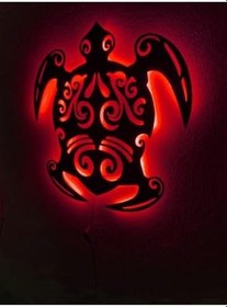 Resim Kaplumbağa Led Işıklı Ahşap Tablo, caretta 