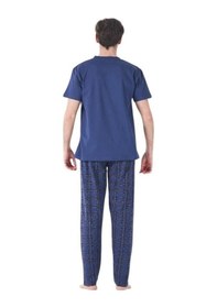 Resim Estiva %100 Pamuk İnterlok Kısa Kol Erkek Pijama Takım Lacivert 